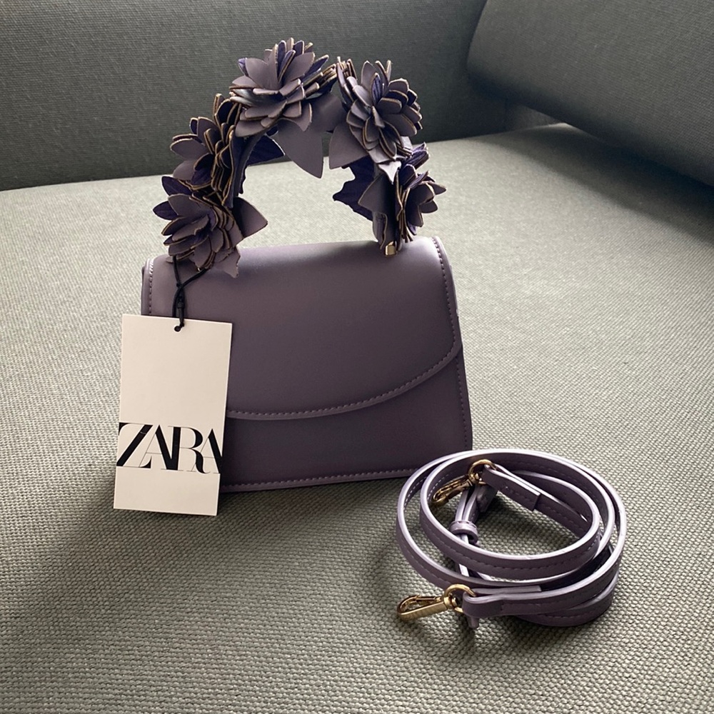 Zara Purple Floral Handle Women's Bag
